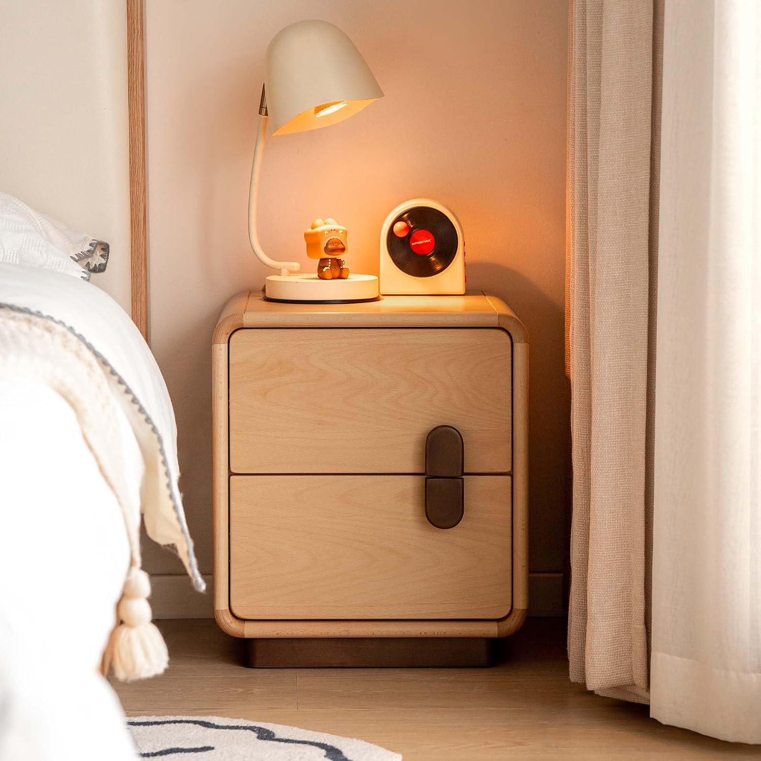 Solid Wood Nightstand 2 Drawers - Прикроватная тумбочка из массива дерева с