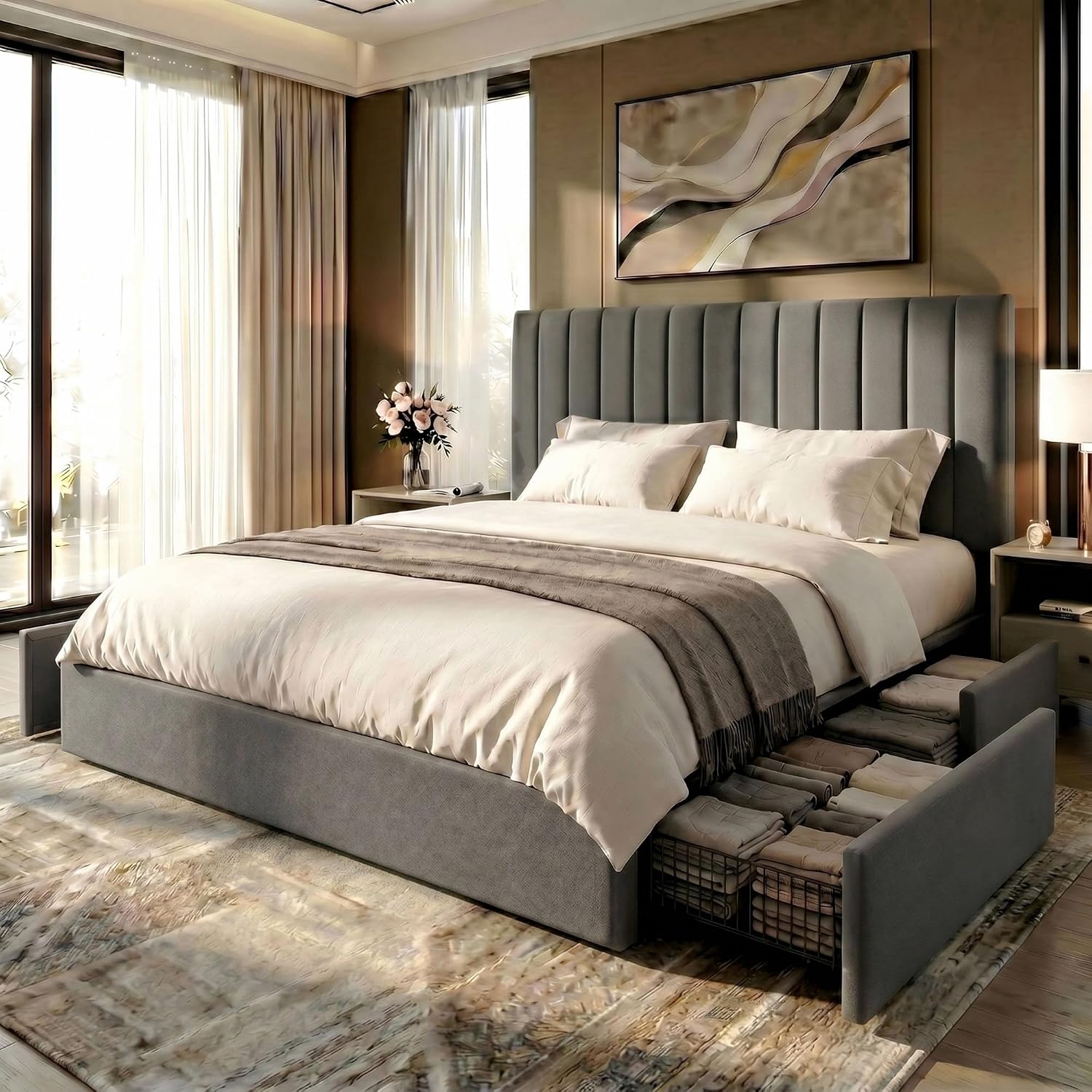 King Size Bed Frame With Storage Drawers - Каркас кровати размера «King Size» с