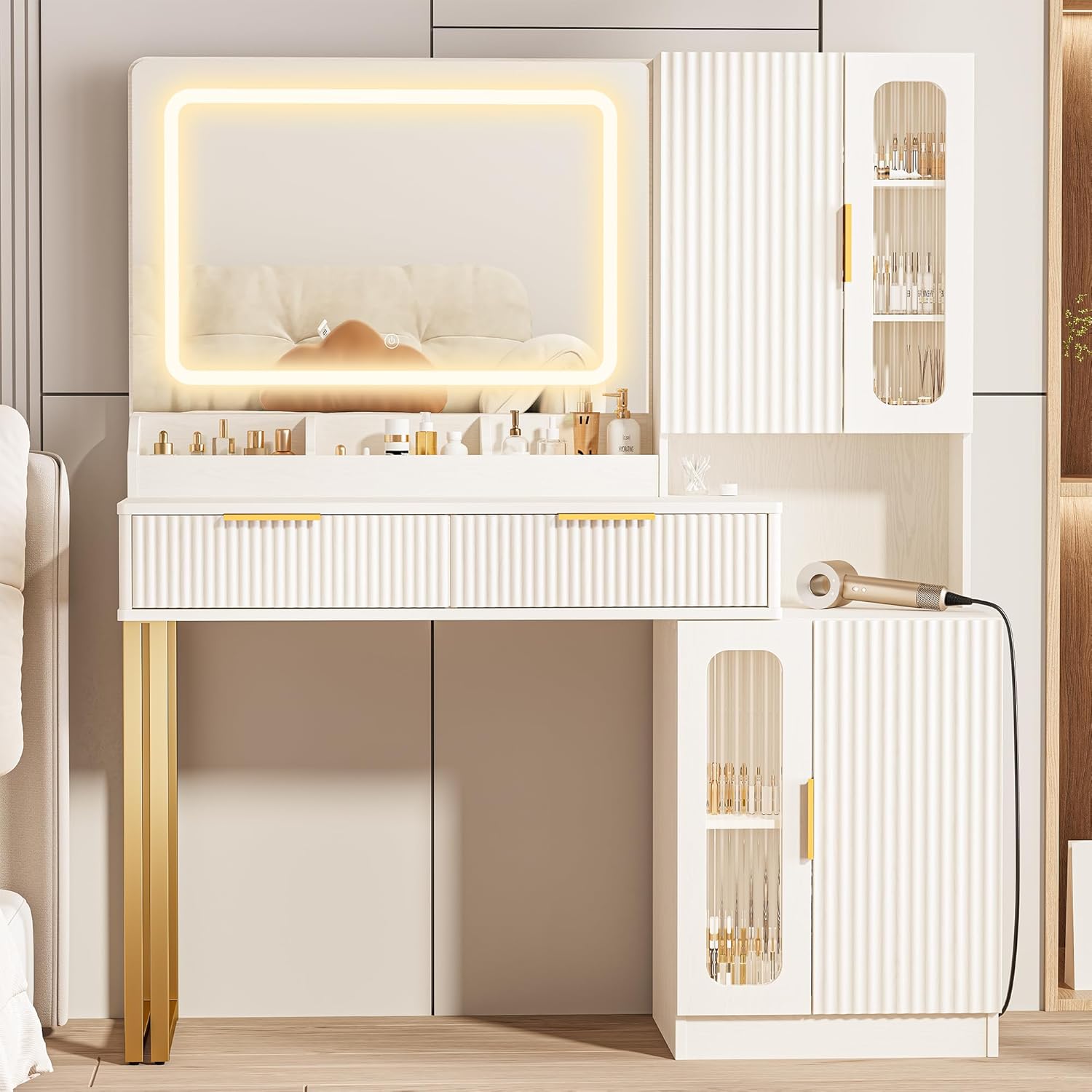 Dressing Table Vanity With Lighted Mirror - Зеркальный туалетный столик 42 дюйма с