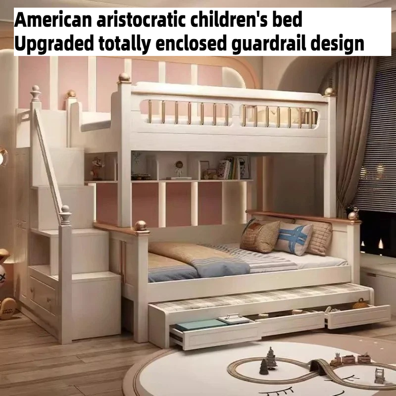 King Size Bed Frame With Storage Drawers - Двухъярусная кровать-чердак из дерева 135x190 см