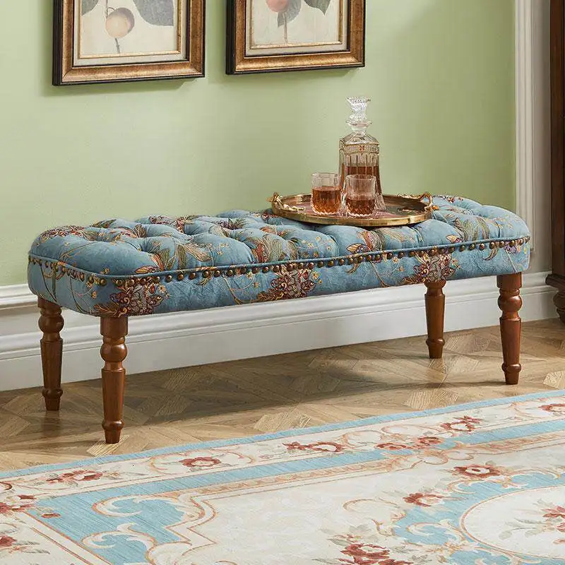 Sofas - Американский прикроватный пуф из цельного дерева,