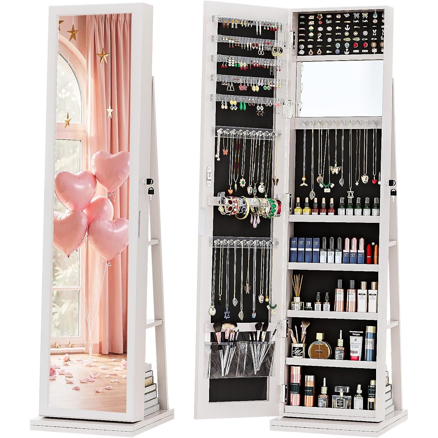 Full Length Mirror Jewelry Armoire - Шкаф для украшений 4-в-1, запираемый, напольный,