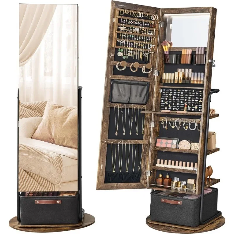 Full Length Mirror Jewelry Armoire - l 360° ° Поворотный зеркальный шкаф