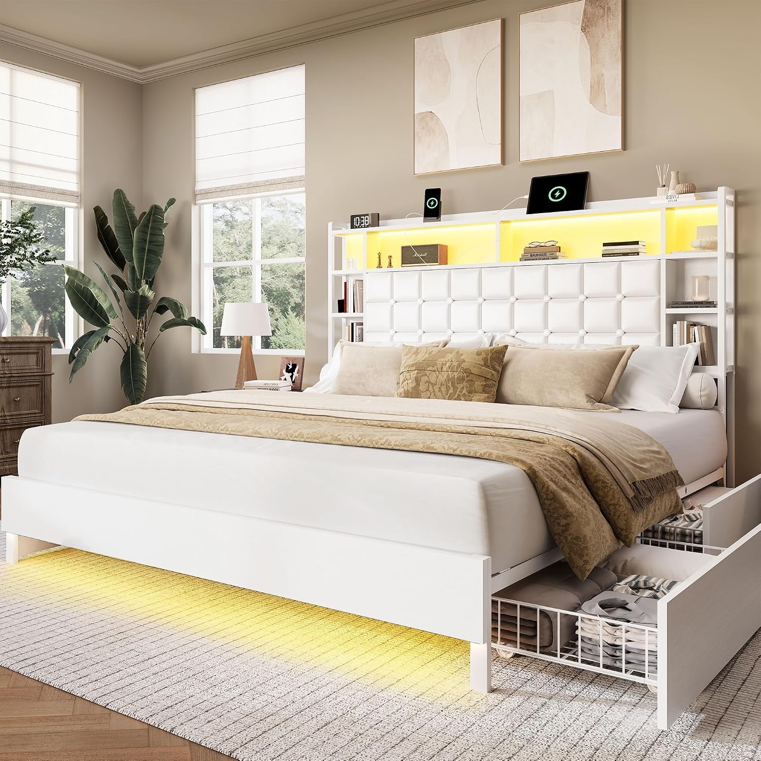 Деревянная кровать размера «ki – обзор и цена King Size Bed Frame With Storage Drawers