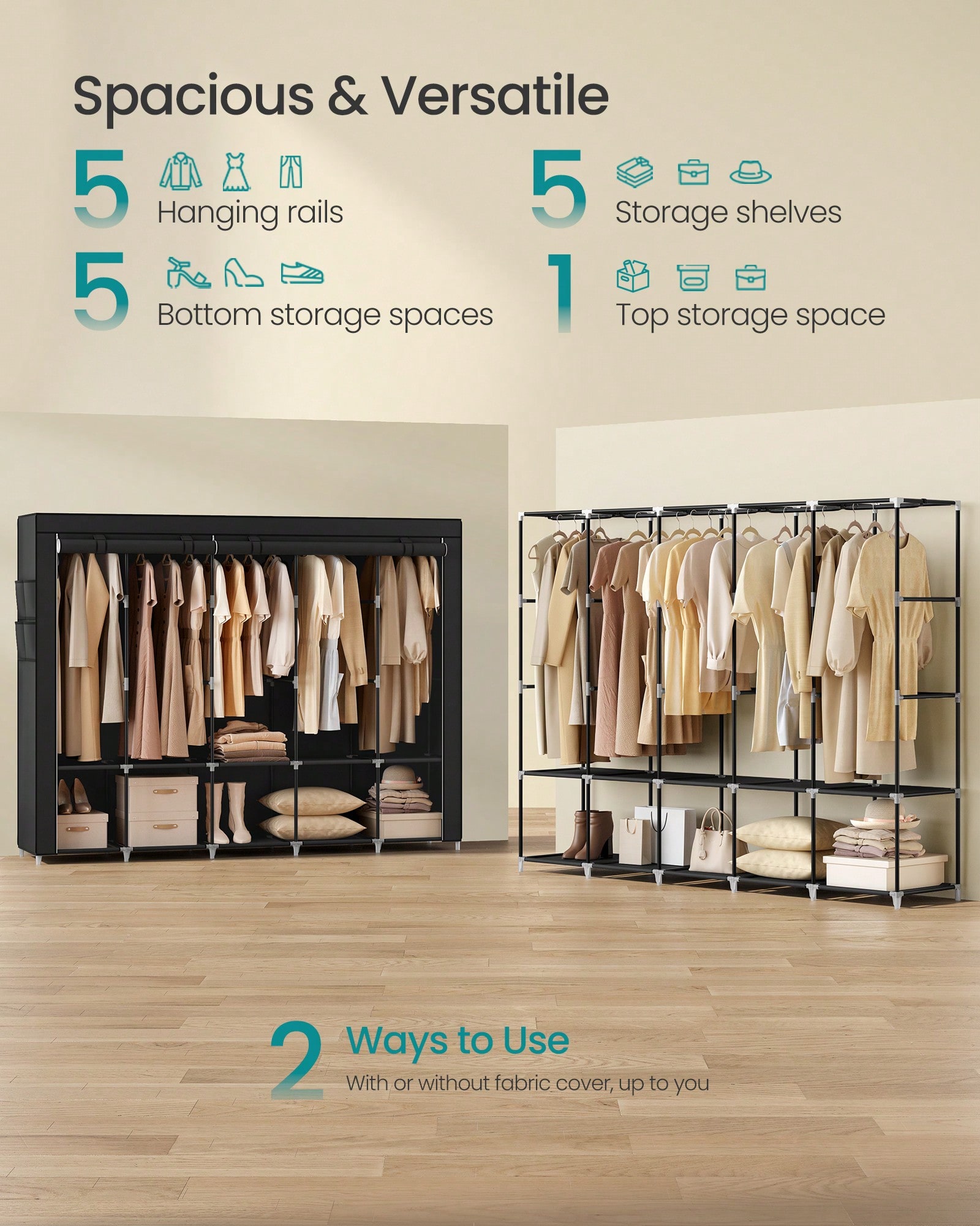 83-дюймовый сверхбольшой порта – обзор и цена Wardrobe Closet Portable Fabric Cover