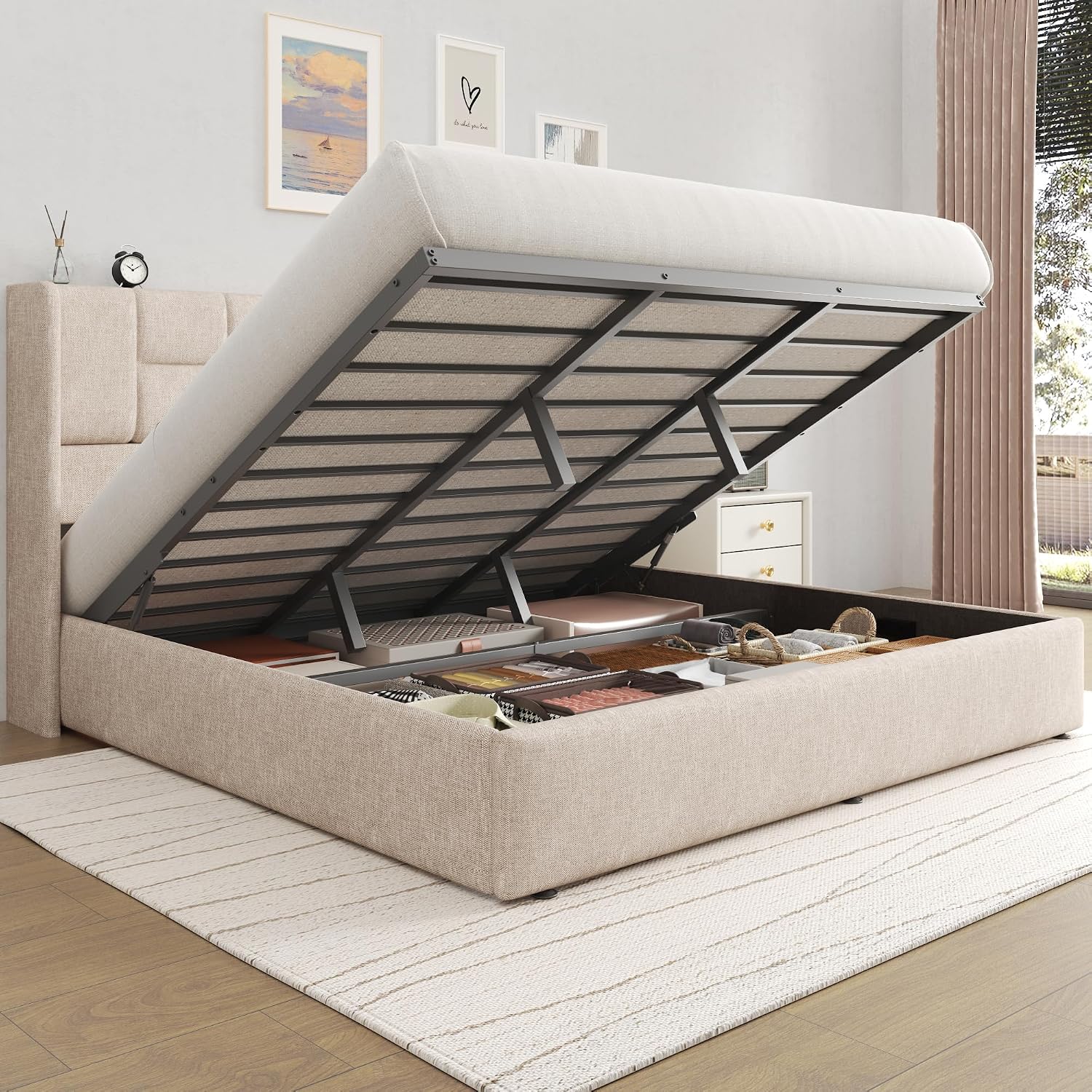 Каркас кровати King с гидравли – обзор и цена Gas Lift Storage Bed Hydraulic
