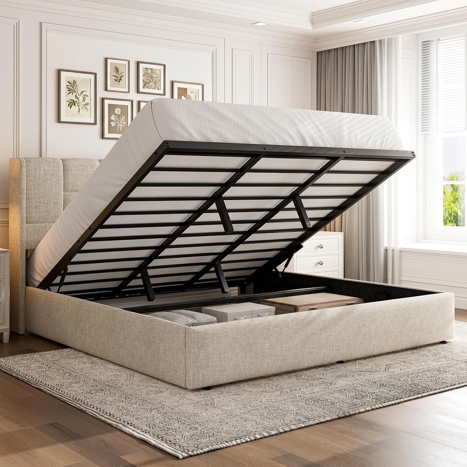 Кровать размера King-size с ги – обзор и цена Gas Lift Storage Bed Hydraulic