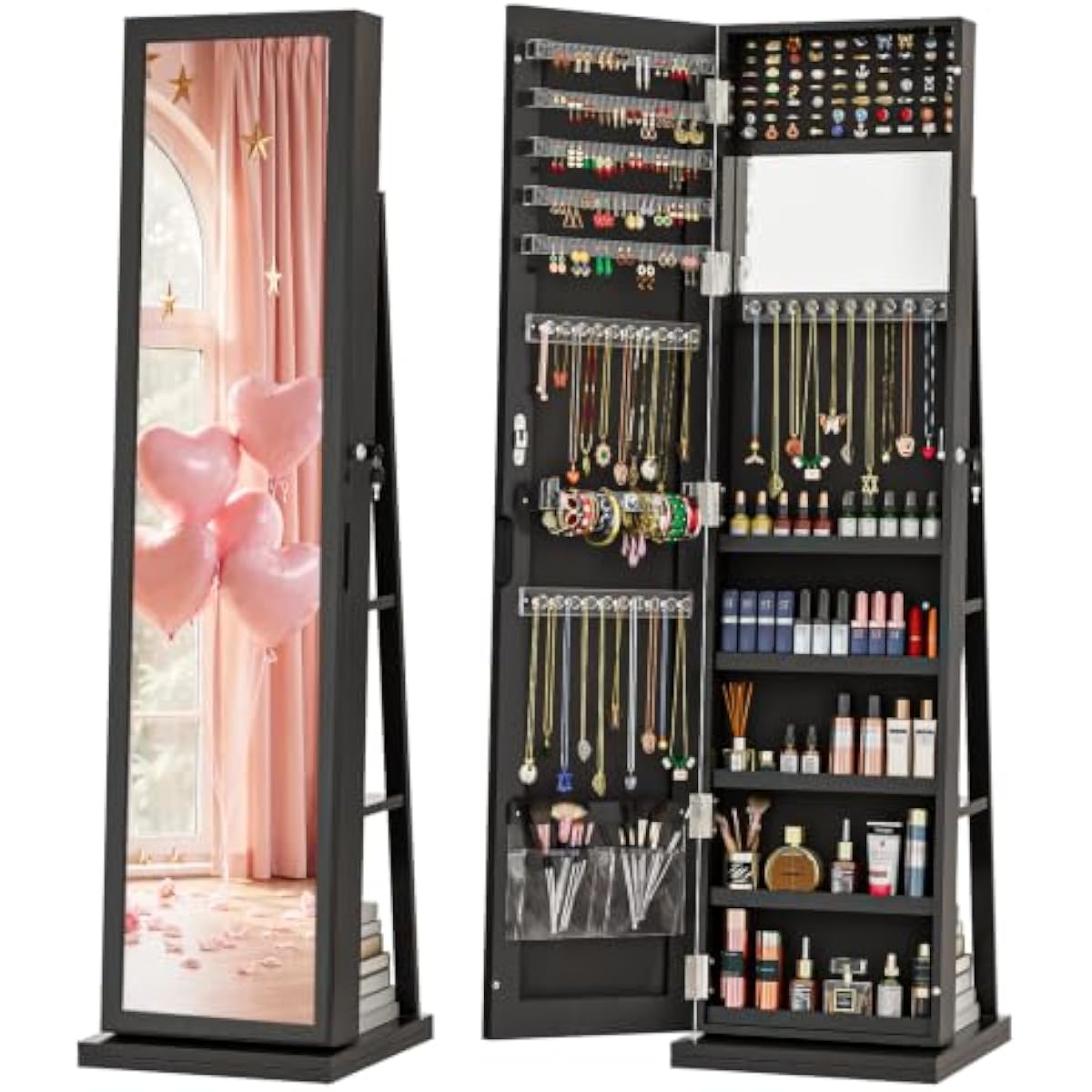 Элегантный черный напольный шк – обзор и цена Full Length Mirror Jewelry Armoire
