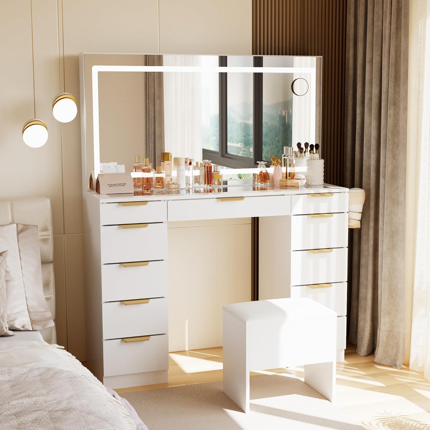 Туалетный столик со стеклянной – обзор и цена Dressing Table Vanity With Lighted Mirror