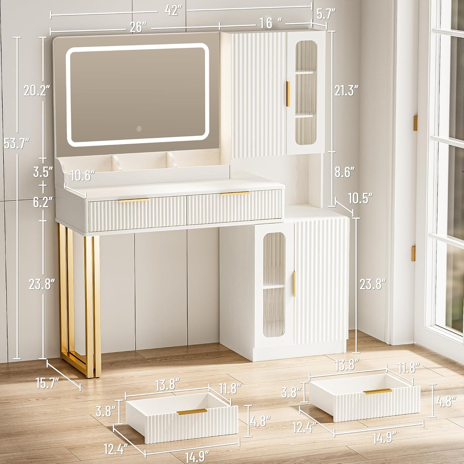 Зеркальный туалетный столик 42 – обзор и цена Dressing Table Vanity With Lighted Mirror