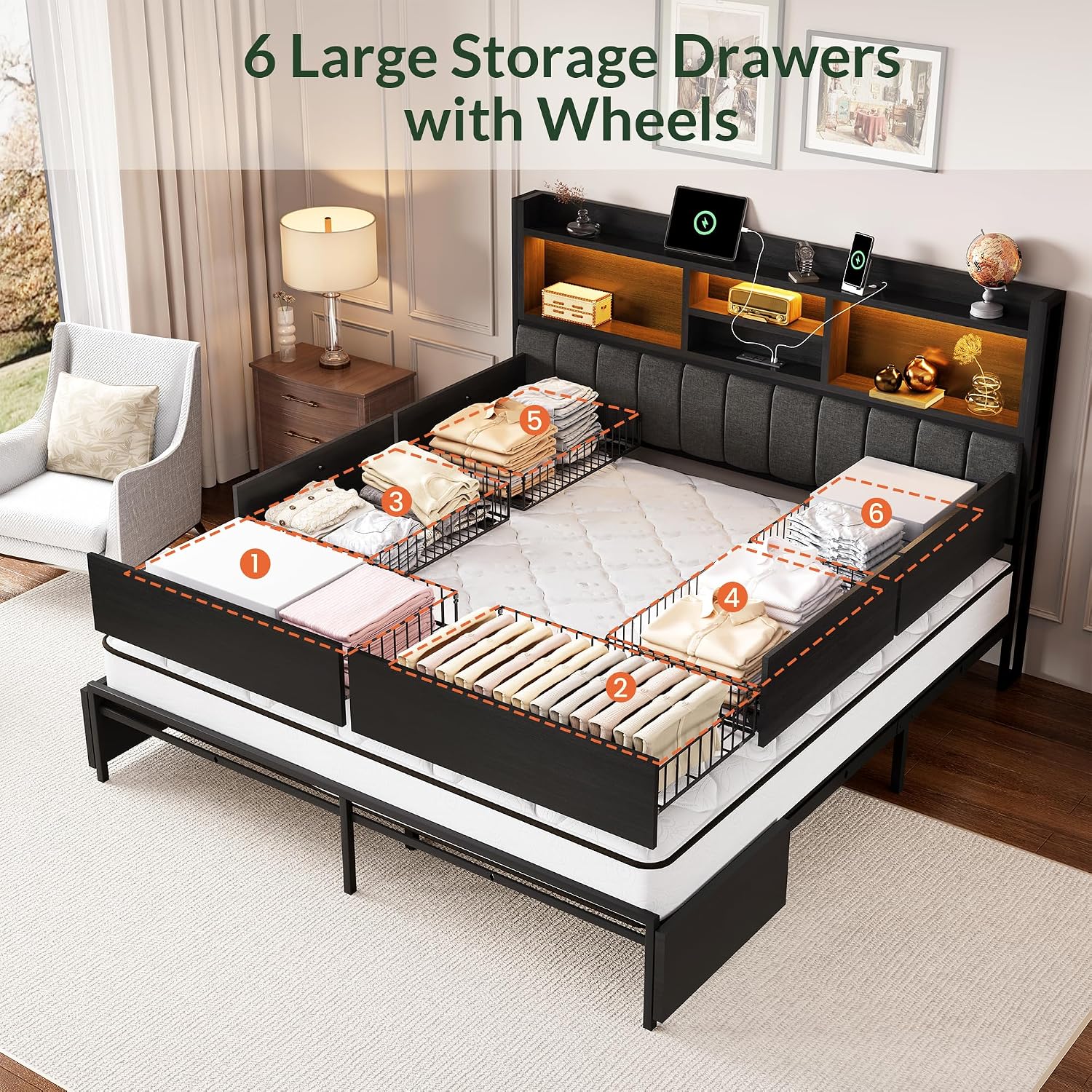 Каркас кровати King-size с 6 в – обзор и цена King Size Bed Frame With Storage Drawers