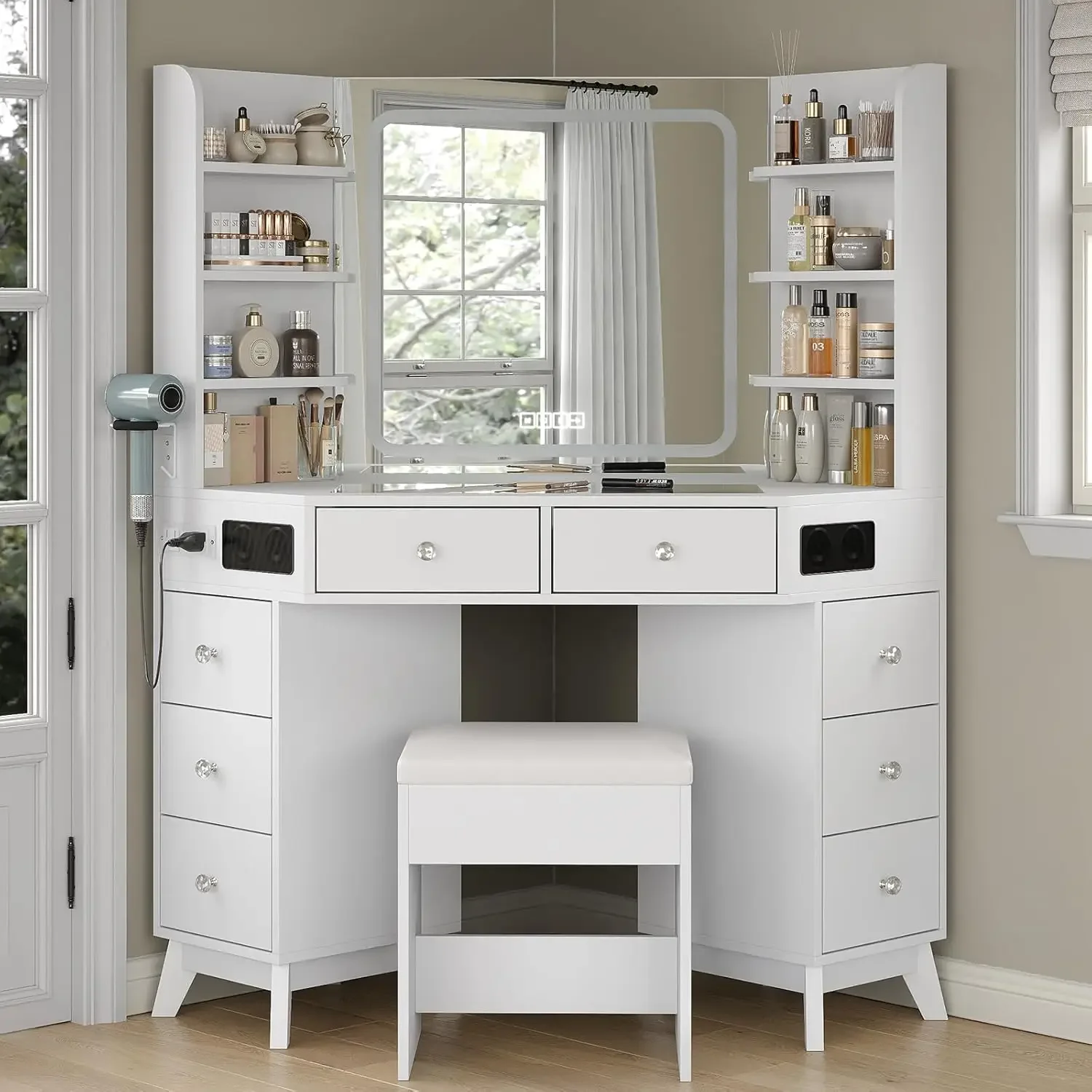 Угловой туалетный столик с кол – обзор и цена Dressing Table Vanity With Lighted Mirror