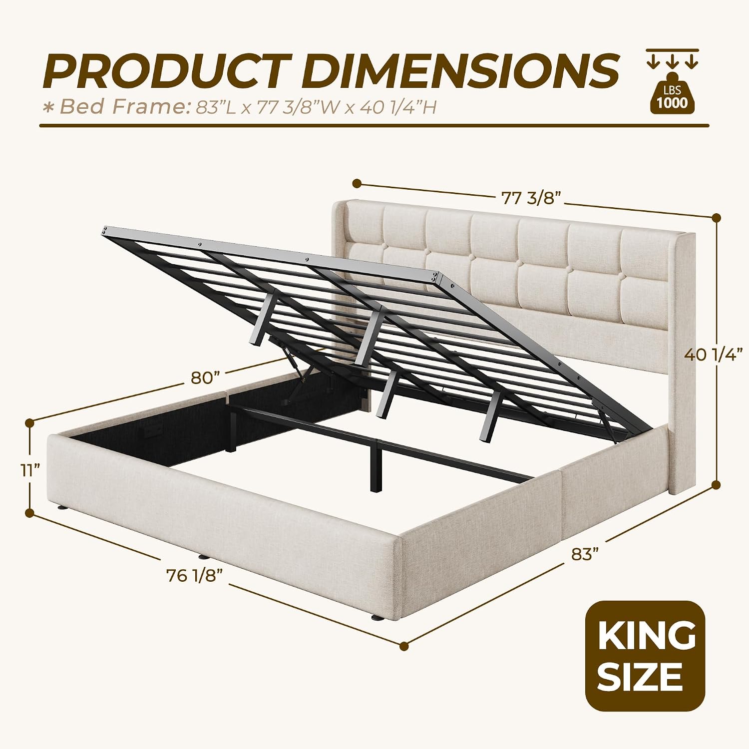 Кровать King Size с подъемным  – обзор и цена Gas Lift Storage Bed Hydraulic