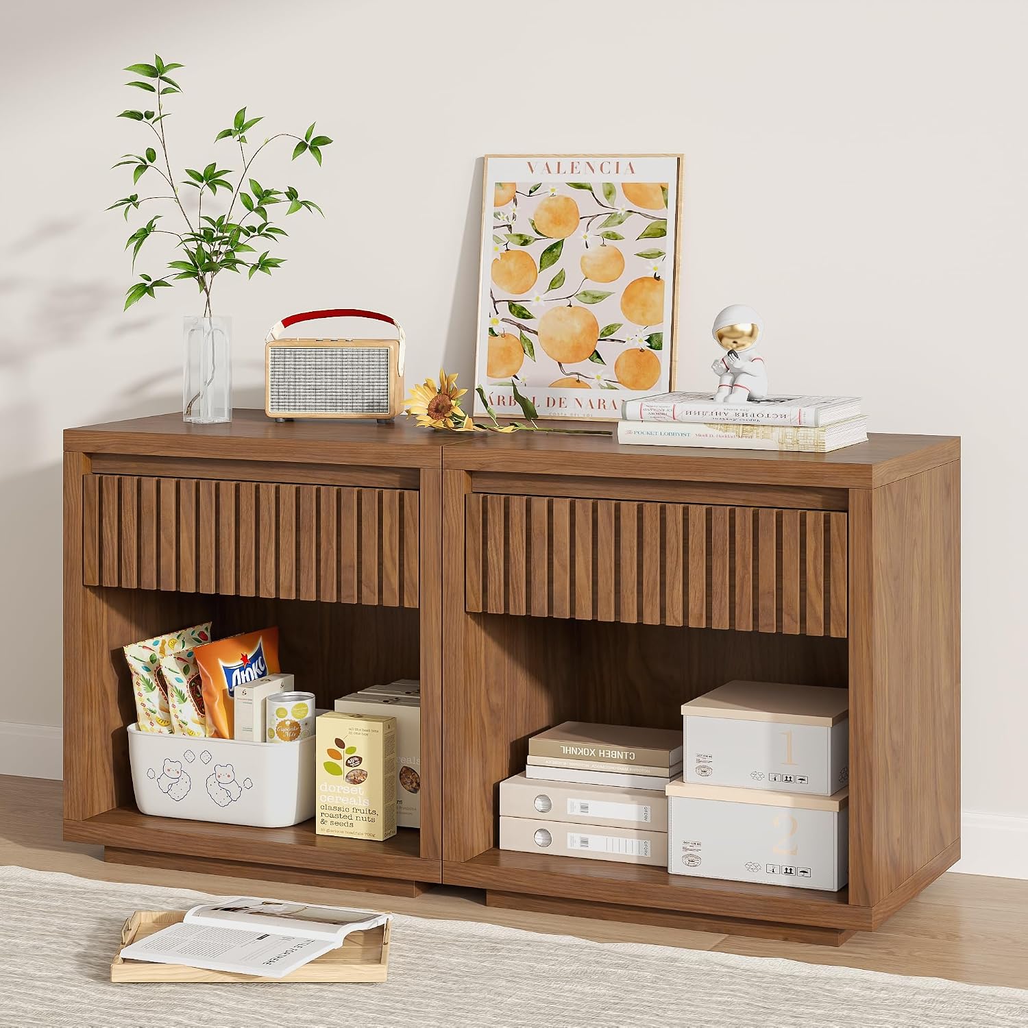 Комплект из двух прикроватных  – обзор и цена Solid Wood Nightstand 2 Drawers