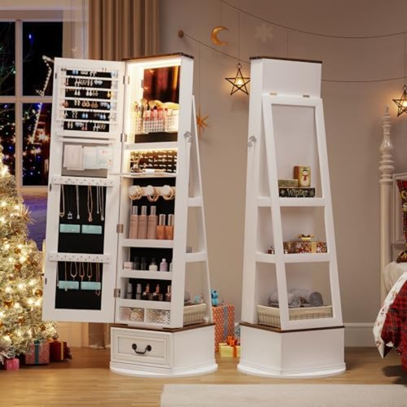 360 ° Вращающийся шкаф-армореу – обзор и цена Full Length Mirror Jewelry Armoire