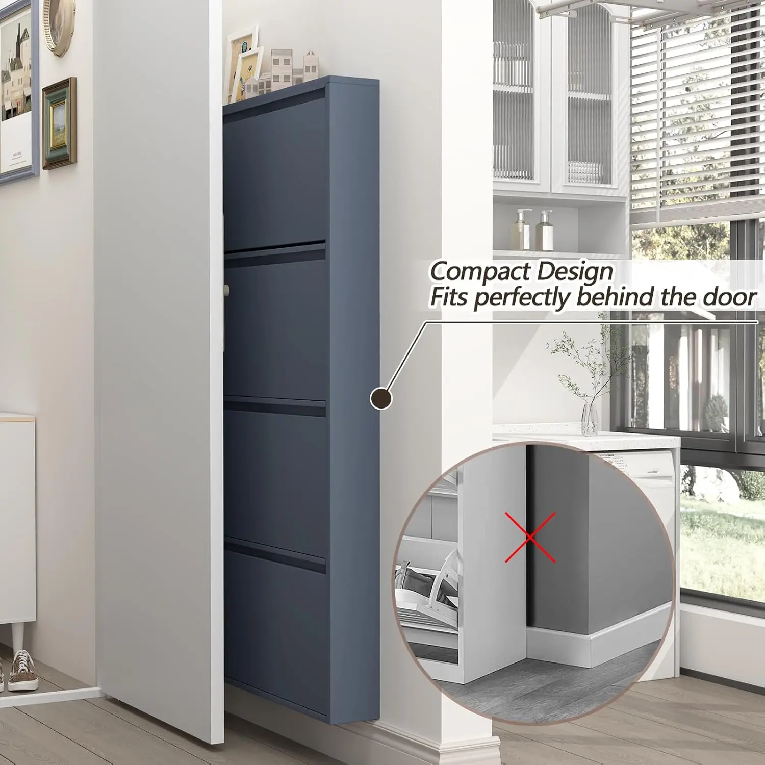 Тумба для обуви с 4 откидными  – обзор и цена Shoe Rack Cabinet Narrow Entryway