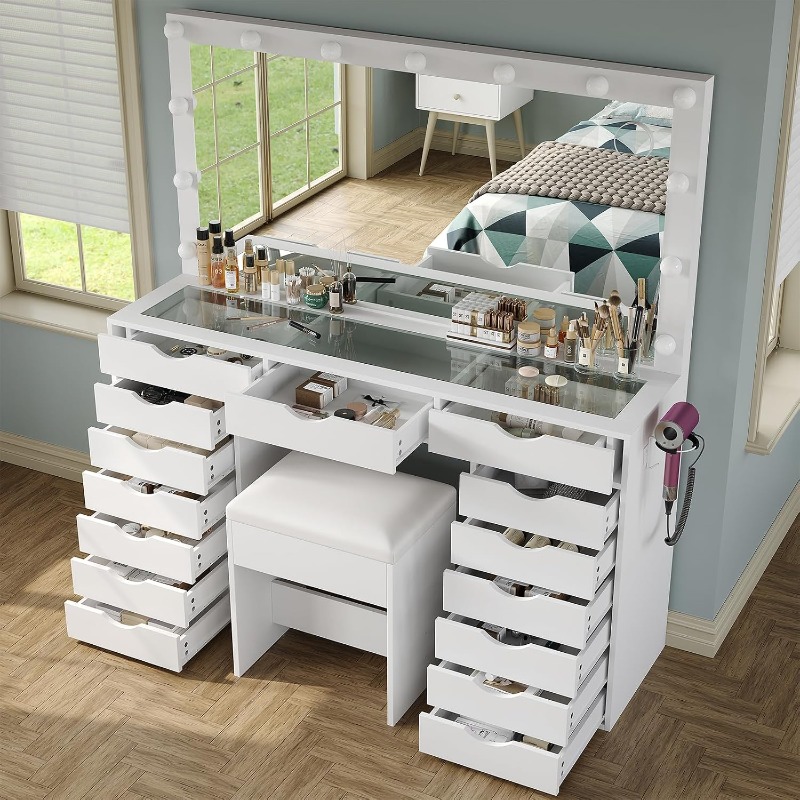 Туалетный столик Yanosaku с зе – обзор и цена Dressing Table Vanity With Lighted Mirror