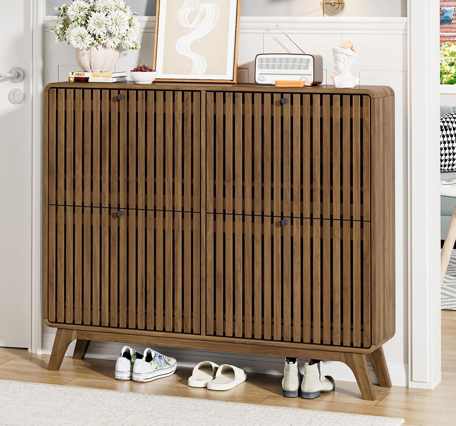 # Большой бамбуковый шкаф для  – обзор и цена Shoe Rack Cabinet Narrow Entryway
