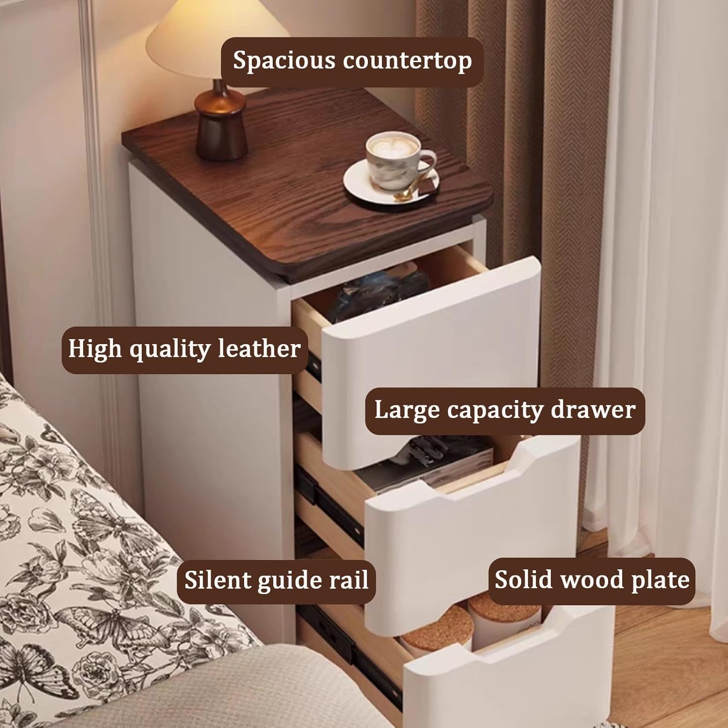 Прикроватные тумбочки для спал – обзор и цена Solid Wood Nightstand 2 Drawers